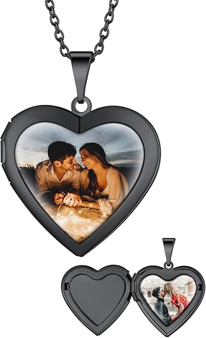 Supcare Locket Necklace That Holds Pictures-Engraved Photo Pendant Custom Jewellery Gifts for Men Women (with Jewellery Gift Box)