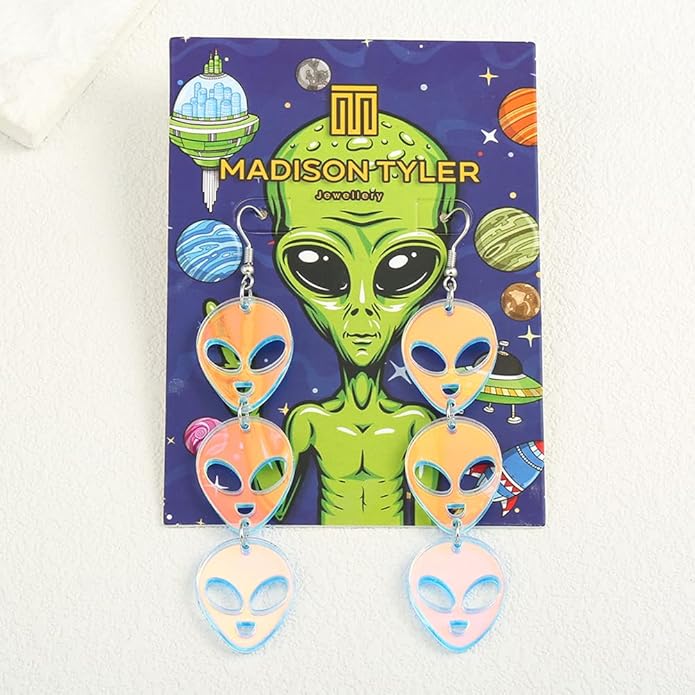 Madison Tyler 80s 90s Earrings for Women | Fun UFO Alien Earrings Space Earrings for Women
