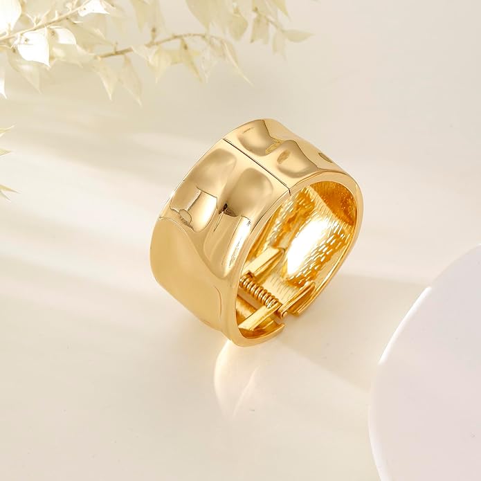 Bangle Bracelets for Women | 14K Gold Plated Trendy Wide Bracelets | Hinged Arm Cuff Bangles Chunky Bracelet for Women