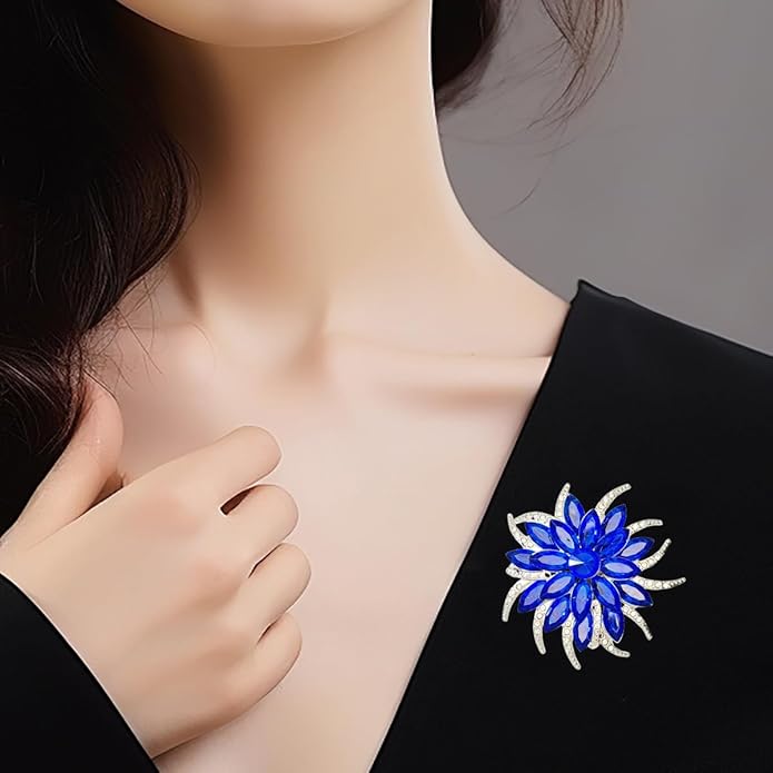 Large Crystal Flower Brooch Pin for Women Red purple pink green Rhinestone Flower Lapel Pin Wedding Party Birthday Dance Banquet Dress Suit Ceremony Clothes Hat Bag Accessories Jewelry