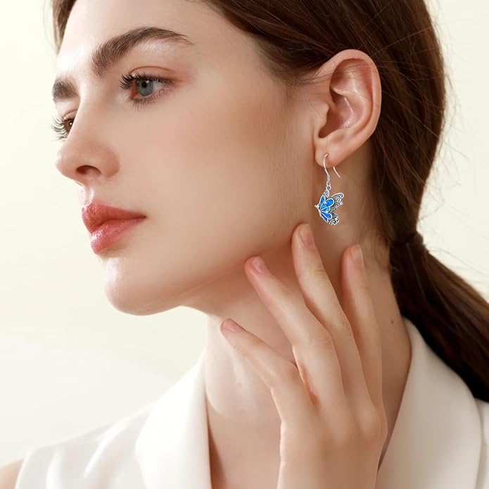 Diamond Butterfly/Dragonfly/Bee Earrings for Women 925 Sterling Silver Opal Dangle Drop Earrings Jewelry Gift for Mother Wife