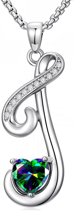 Christmas Gifts for Women Alphabet A to Z Initial Birthstone Pendant Necklaces for Women - 18k White Gold Plated Personalized Name Jewelry Valentine Mothers Day Birthday Gifts for Women Her Girlfriend