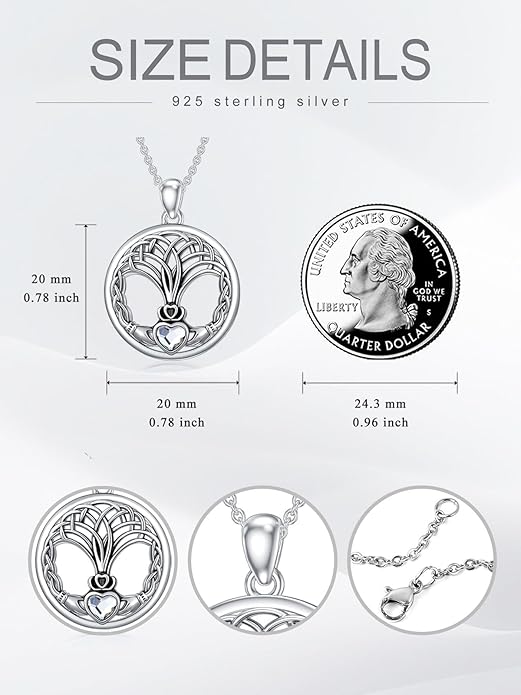 Seiyang 925 Sterling Silver Mustard Seed/Cross/Star of David/Triquetra Trinity Knot/Celtic/Claddagh Necklace Christian/Irish Jewelry Gifts for Women Mom Her