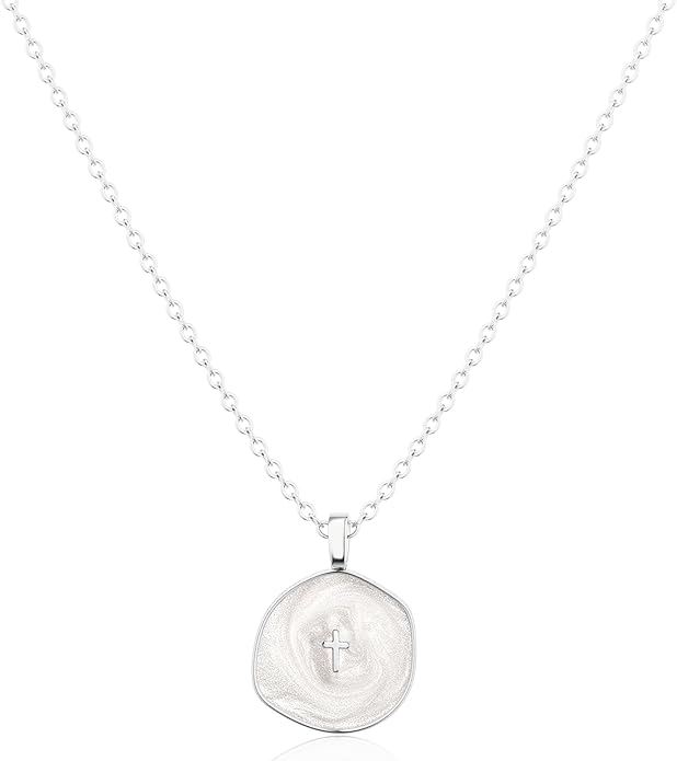 Tewiky Cross Necklace for Women-Dainty Simple 14k Gold Plated Cross Pendant Cute Necklaces for Women Jewelry