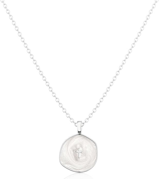 Tewiky Cross Necklace for Women-Dainty Simple 14k Gold Plated Cross Pendant Cute Necklaces for Women Jewelry