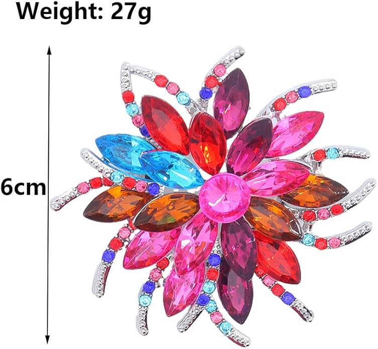 Rhinestone Large Flower Brooches Pins for Women Fashion Sparkly Crystal Sunflower Statement Brooch Unique Wedding Party Suit Dress Jewelry Accessories
