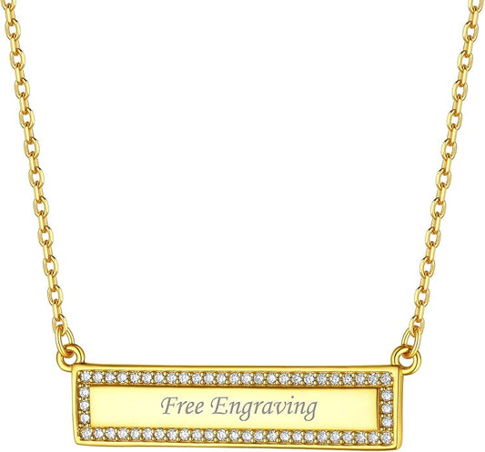 ChicSilver Customizable Vertical Bar Pendant Necklace 925 Sterling Silver Y Necklace Simple Fashion Jewelry Gifts for Women