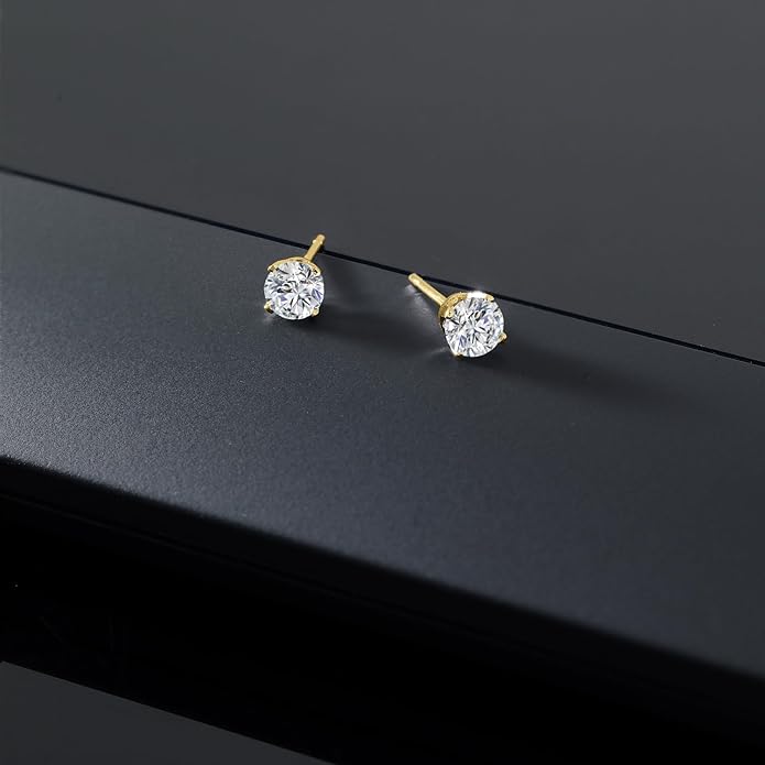 Gem Stone King 0.20 to 6 Cttw 14K Gold Lab Grown Diamond Stud Earrings | Gold Earrings For Women Men | E-F Color | VS1-VS2 Clarity