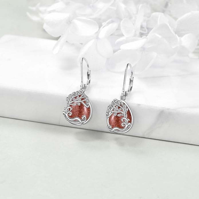 Moonstone Filigree Drop Dangle Teardrop Earrings 925 Sterling Silver Moonstone Leverback Earrings for Women Jewelry Gifts