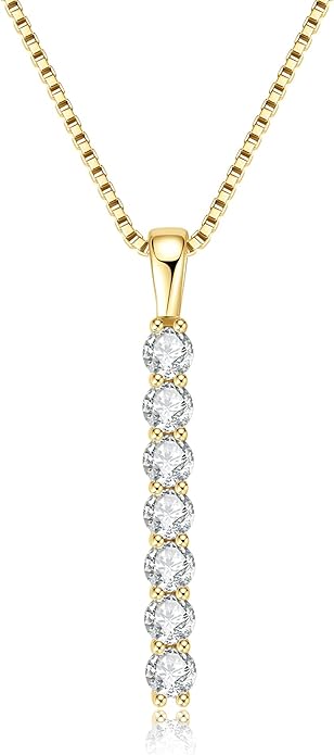 AINUOSHI Lab Created Moissanite Bar Necklace 0.56 cttw Imitation Diamond Alternative Necklace for Women S925 Sterling Silver Y Necklace Simple Fashion Jewelry Gifts for Women