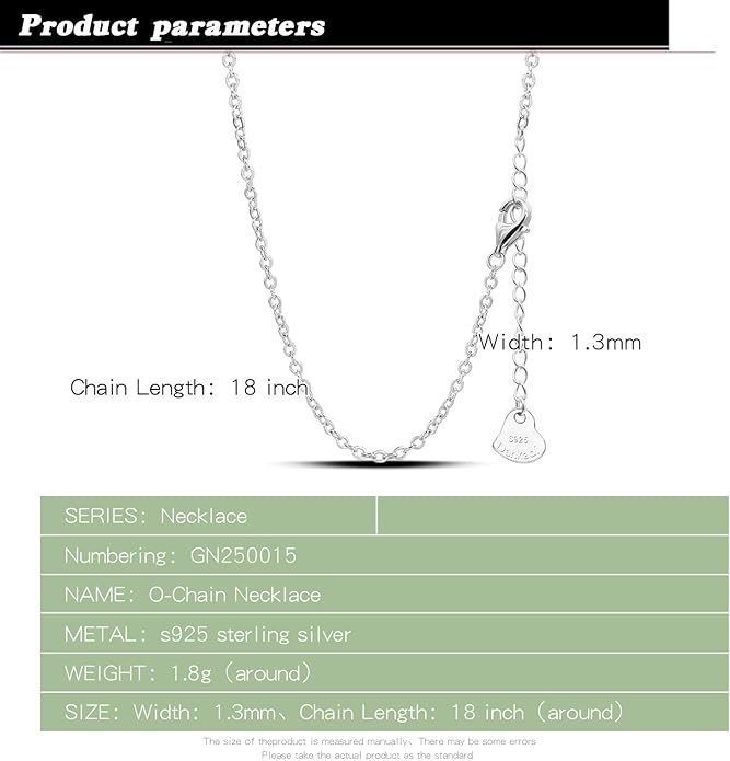 Dankadi Italian 925 Sterling Silver Necklace For Women 0.9mm Box Chain 1.3mm Rolo Chain O-Chain Lobster Claw Clasp - Pendant Chain - 16 "18" 20 "22" 24 "26" Jewelry Gift