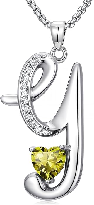 Christmas Gifts for Women Alphabet A to Z Initial Birthstone Pendant Necklaces for Women - 18k White Gold Plated Personalized Name Jewelry Valentine Mothers Day Birthday Gifts for Women Her Girlfriend