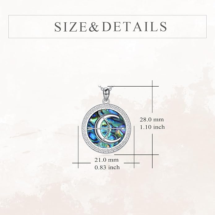 VONALA Artemis's/Poseidon's/Athena's/Weapons Necklace S925 Sterling Silver Plated Abalone Pendant Necklace for Women Men for Women Men