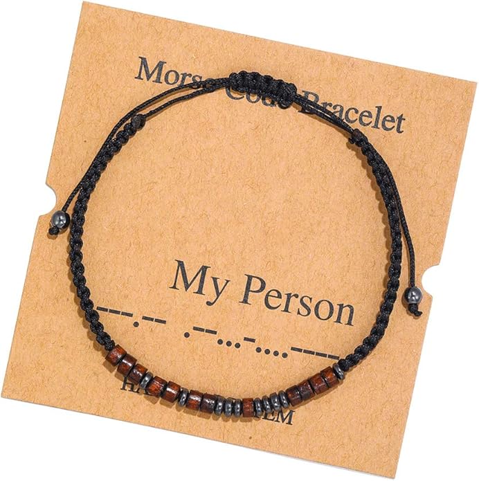 RINTOLER Morse Code Bracelets for Women Men Gifts for Her Best Friend Funny Inspirational Bracelets for Women Jewelry Adjustable Silk Beaded Wrap Bracelet