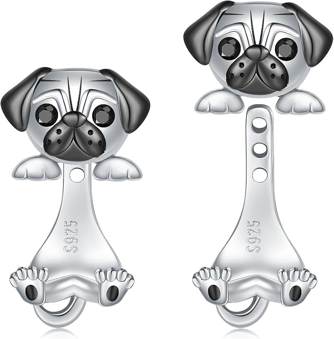 Animal Jacket Earrings for Womens 925 Sterling Silver Axolotl Pug Cat Goat Earrings Cute 3D Earrings Jacket Hypoallergenic