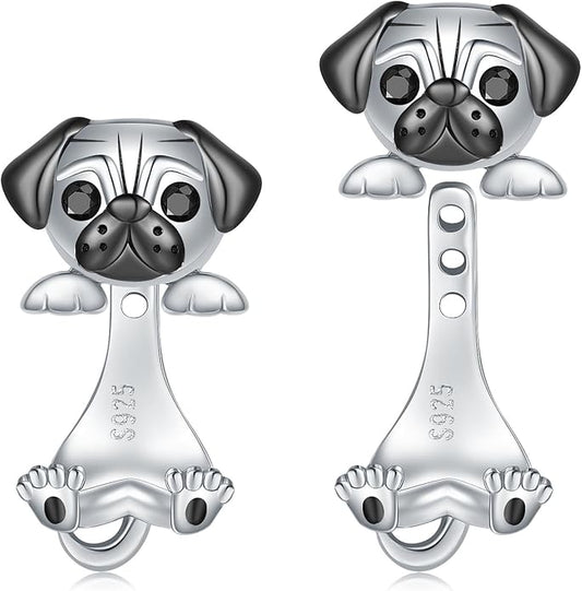 Animal Jacket Earrings for Womens 925 Sterling Silver Axolotl Pug Cat Goat Earrings Cute 3D Earrings Jacket Hypoallergenic
