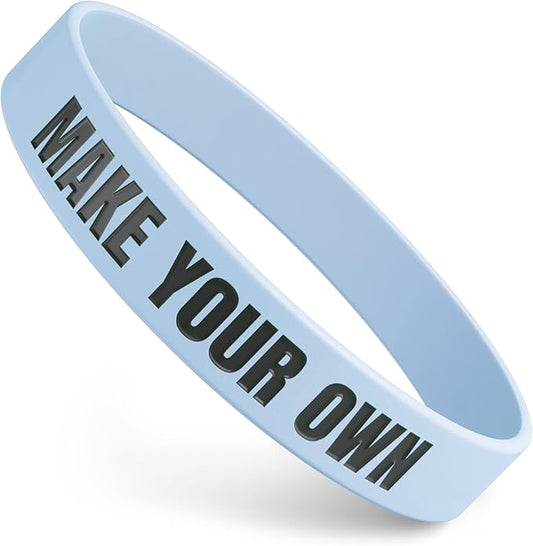 Custom Wristbands For Events, Fundraisers & Promotions | Add Text, Icons, & Logos | Bulk Rubber Bracelets | Classic 1/2” | 100% Silicone