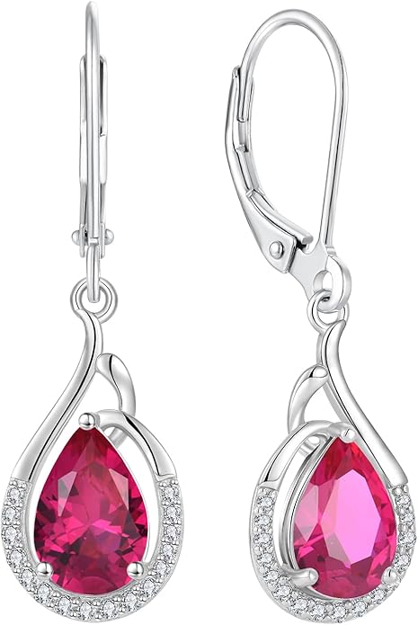 Starchenie Teardrop Dangle Drop Earrings 925 Sterling Silver Pear Birthstones Leverback Earrings Gift for Women