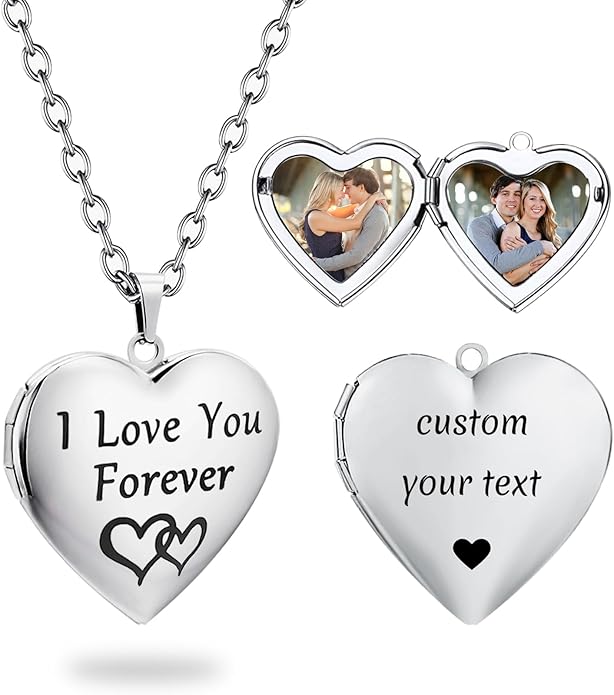 PHOCKSIN Personalized Locket Necklace for Women Photo Necklace with Customized Picture Birth Flower Birthstone New Years Gifts for Women