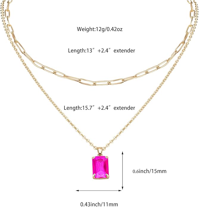 Gold Layered Pendant Necklaces for Women 14k Gold Plated Crystal Choker Necklace Paperclip Rhinestone Necklace Party Prom Jewelry