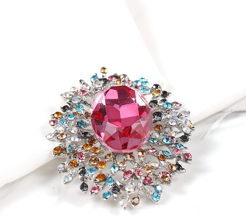 YOQUCOL Elegant Colorful Cubic Zirconia Crystal Bright Rhinestone Brooch Pins for Women Grils