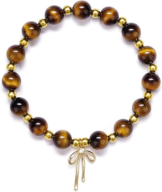 Beads Bow Charm Bracelet for Women Flower Vintage Bracelet Handmade Stretch Beaded Dainty Romantic Jewelry Gifts