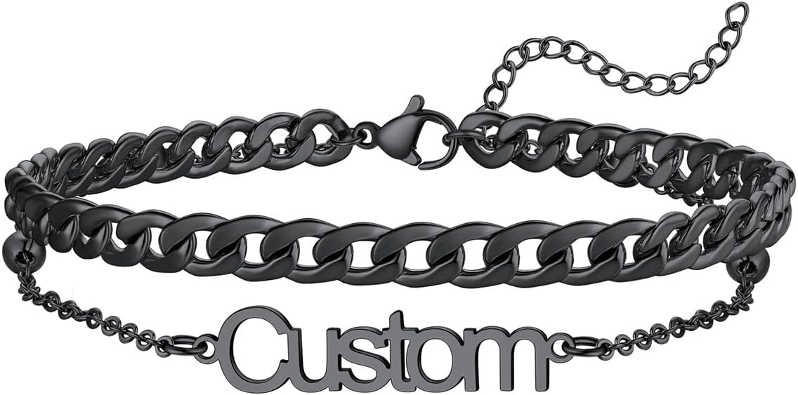 U7 Custom Layered Ankle Bracelets for Women Stainless Steel Bead/Cuban/Figaro/Rope/Wheat Chain Anklet Waterproof Anklet Jewelry for Beach Vacation