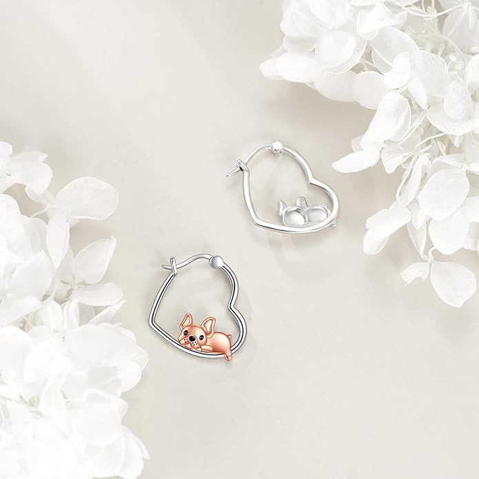 YFN Animal Earrings Sterling Silver Animal Heart Hoop Dangle Earrings Cute Jewelry Gifts for Women