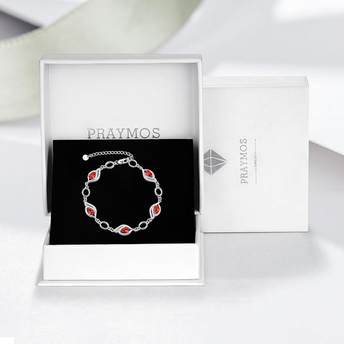 PRAYMOS Birthstone Bracelets for Women Mom Mother's Grandma Sterling Silver Women's Bracelets Birthstone Jewelry Gifts
