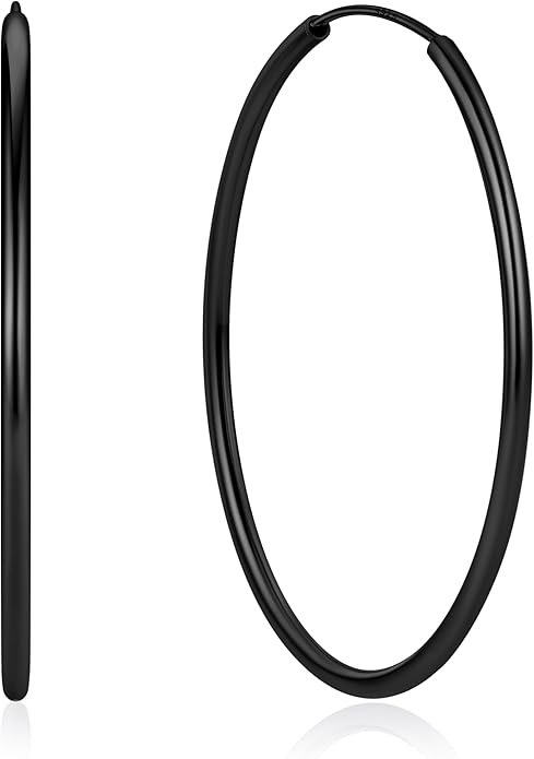 ChicSilver Hypoallergenic 925 Sterling Silver Hoop Earrings for Women, Lightweight Large Gold Plated Hoop Earrings, Endless Hoops Earring 20/30/40/50/60/70MM