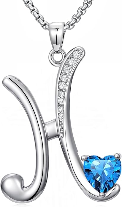 Christmas Gifts for Women Alphabet A to Z Initial Birthstone Pendant Necklaces for Women - 18k White Gold Plated Personalized Name Jewelry Valentine Mothers Day Birthday Gifts for Women Her Girlfriend