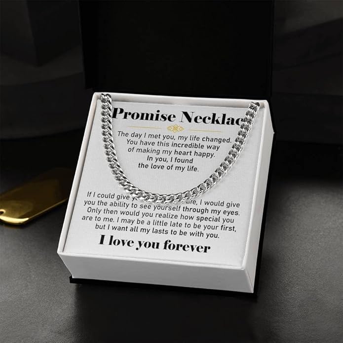 VIRAGIL To My Man Necklace Chain for Men, Silver Stainless Steel Chain Jewelry, Romantic Gift from Partner for Birthday Valentine or Everyday Wear with Meaning