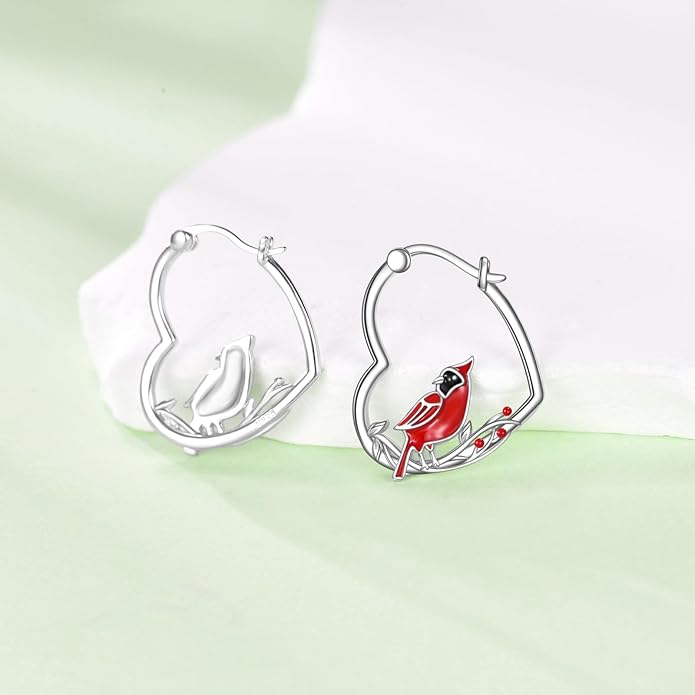 YFN Animal Earrings Sterling Silver Animal Heart Hoop Dangle Earrings Cute Jewelry Gifts for Women