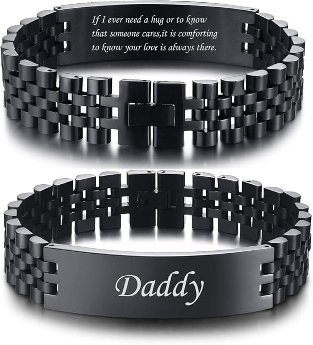 VNOX Masculine Watch Band Stainless Steel Link Bracelet Personalized Jewelry Gift for Men DAD Father Husband Boyfriend