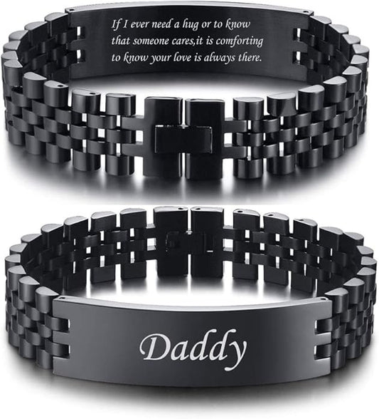 VNOX Masculine Watch Band Stainless Steel Link Bracelet Personalized Jewelry Gift for Men DAD Father Husband Boyfriend
