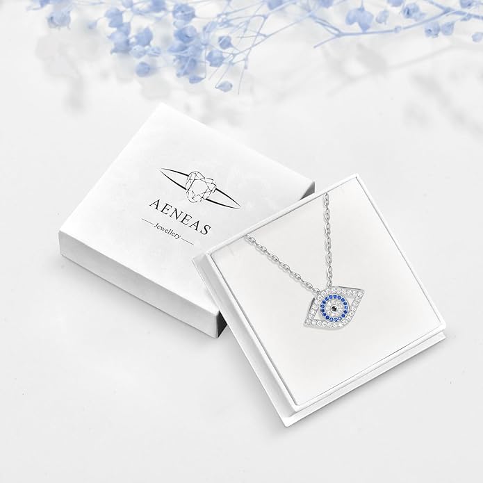 AENEAS Evil Eye Necklace for Women 925 Sterling Silver Necklace Ojo Turco Trendy Jewelry Gifts for Women Wife