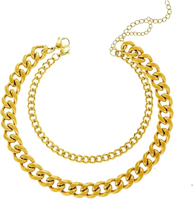 Ankle Bracelets For Women Waterproof Adjustable Ankles 18KGold Plated Dainty Trendy Layered Cuban Link Chain Anklets Set Beach Jewelry