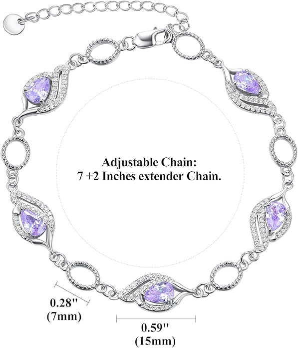 PRAYMOS Birthstone Bracelets for Women Mom Mother's Grandma Sterling Silver Women's Bracelets Birthstone Jewelry Gifts