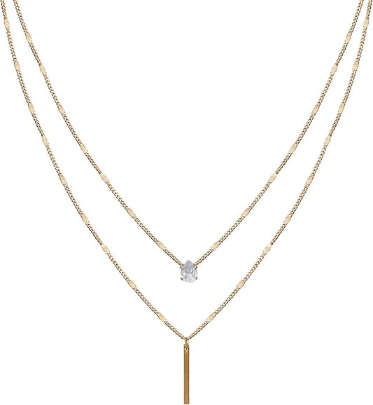 Irregular Y2k Long Y-shaped Necklace with Zircon Inlaid Sparkling Brick Tassel Pendant Double-Layer Chain High-end Fashion Accessory Women's