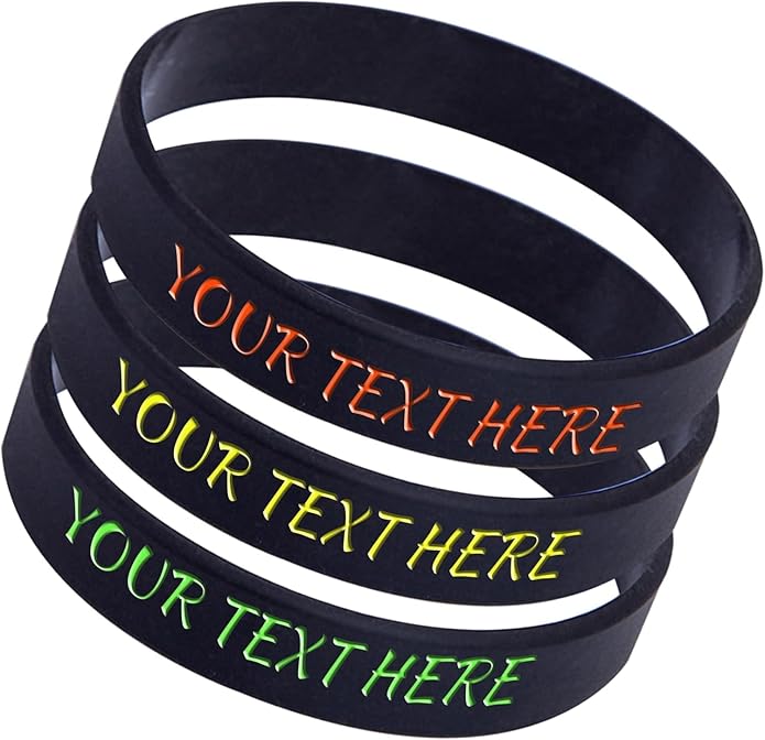 50Pcs Custom Silicone Wristbands Personalized Debossed Rubber Bracelets for Motivation, Party favors, Events, Birthdays, Awareness