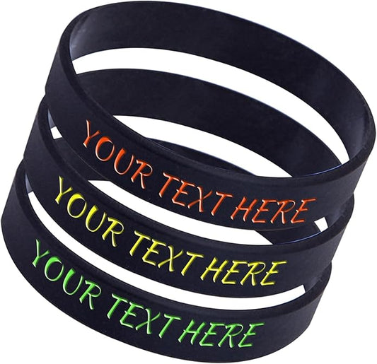 50Pcs Custom Silicone Wristbands Personalized Debossed Rubber Bracelets for Motivation, Party favors, Events, Birthdays, Awareness