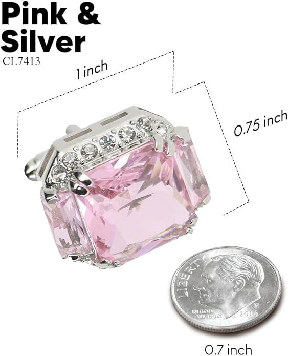 Rectangular Colored Diamond-Flanked Crystal Cuff Links – Tuxedo Suit Accessories, Cufflinks for Men