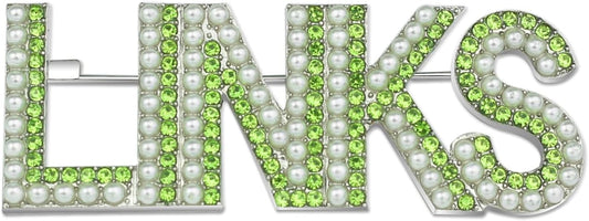 Greek Sorority Brooch Pin for Women Sorority Gift Paraphernalia Jewelry Green Rhinestone Pearl Brooch Pin Sisterhood Graduation Gift for Soror Sister
