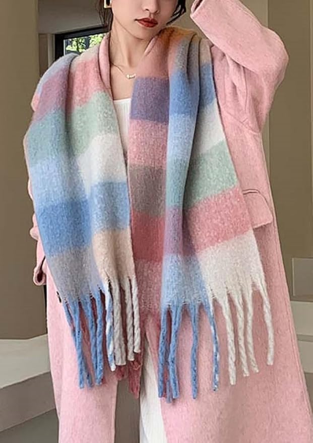 Wander Agio Winter Women Warm Scarf Long Shawl Large Scarves Cold Weather Thick Blanket Scarfs Colorful Plaid