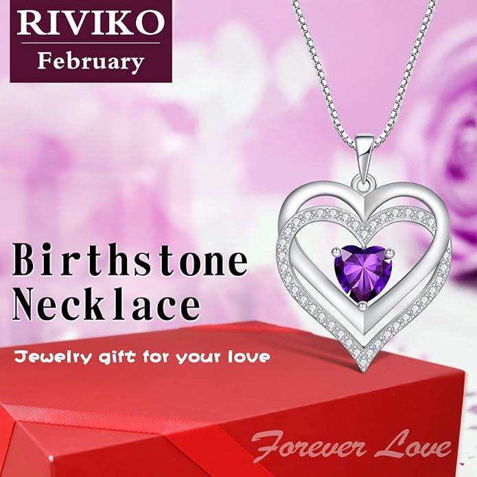 RIVIKO Infinity Heart Symbol Necklace for Women 925 Sterling Silver Love Heart Pendant Valentine's Day Mother's Day Anniversary Birthday Christmas Jewelry Gifts for Women Mom Wife Sister Her Friends