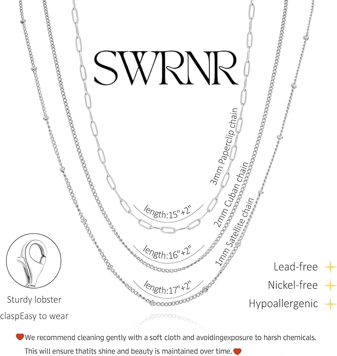 Layered Gold Necklace for Women Dainty 14K Gold/Silver Plated Stacked Necklace for Women Trendy Cuban Paperclip Herringbone Chain Diamond Pendant Necklaces Jewelry Set Accessories Gift