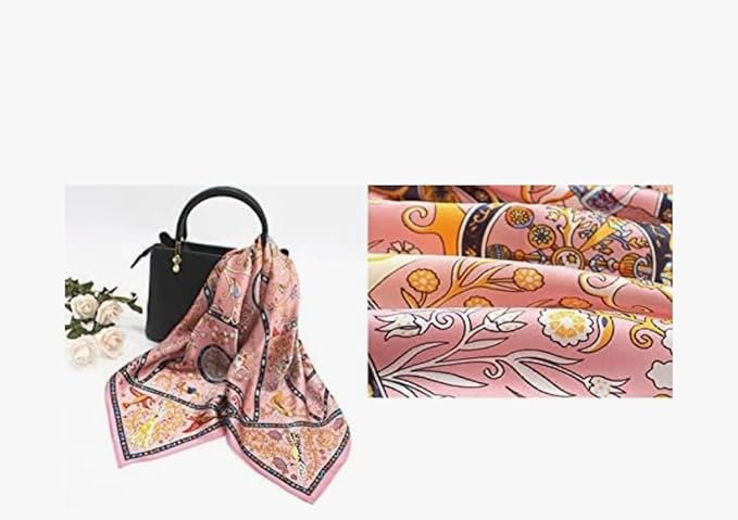 ANDANTINO 100% Mulberry Silk Square Scarf for Hair-25.6" X25.6'' Women Men Natural Silk Neckerchief Digital Printed Headscarf