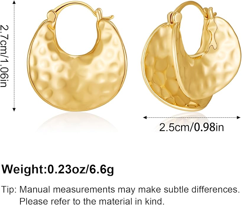 YUJIE Gold Plated Hoop Earrings for Women Brass Earring Chunky Statement Jewelry