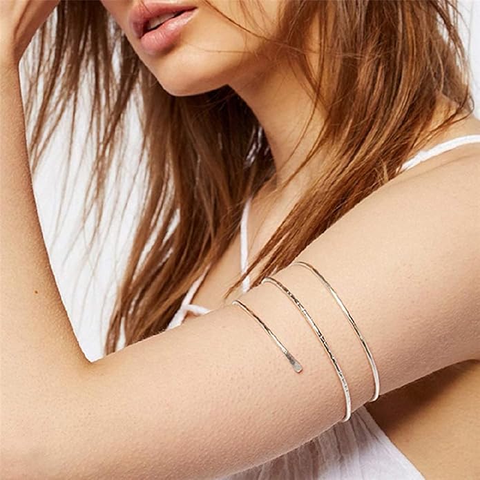 EIELO 9 Pcs Arm Cuff Bracelets for Women Upper Arm Bands Armband Armlet Cuff Bangle Adjustable Golden Arm Bracelet Set