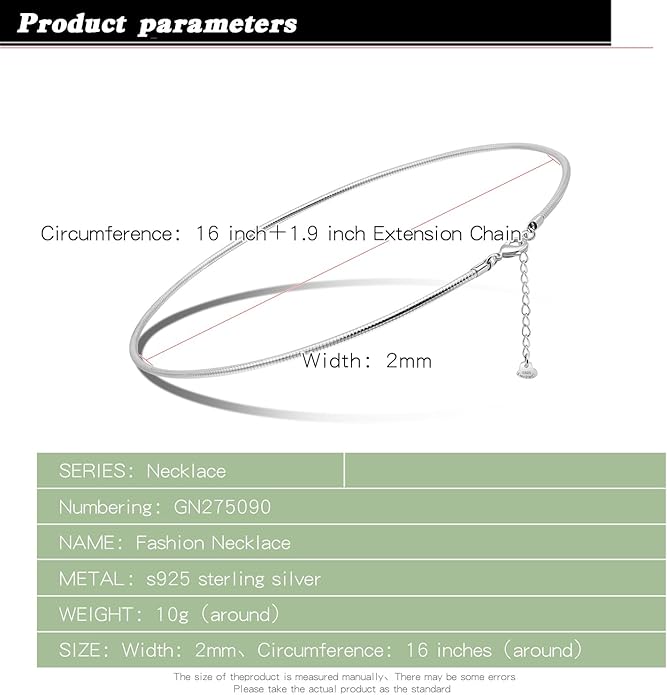 Women 925 Sterling Silver 2MM Solid Dome Collar Necklace Simple Fashion Golden 16 "18" 20 "+1.9 "Adjustable Length Choker Fine Jewelry Gifts